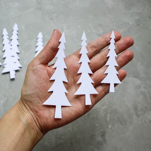 Tagli fustellati per albero di Natale bianco - decorazioni per scrapbooking di alberi di carta - forniture per cartoline di Natale - decorazioni per album invernali abbellimenti per alberi di pino