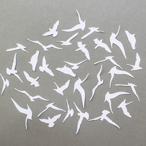 Gestanste vogels - witte vogelversieringen voor scrapbooking - decor reisalbum - duif, zeemeeuw gestanst reisdagboek - levering kaarten maken