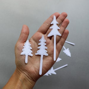 Witte kerstboom gestanst - papier bomen scrapbooking decor - benodigdheden voor het maken van kerstkaarten - winteralbum decor dennenboom versiering