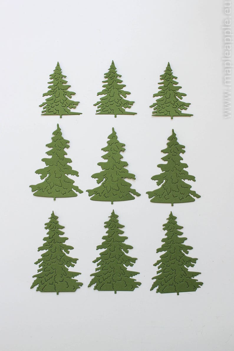 Christmas Tree Die Cuts Green Trees Scrapbooking Decor Etsy