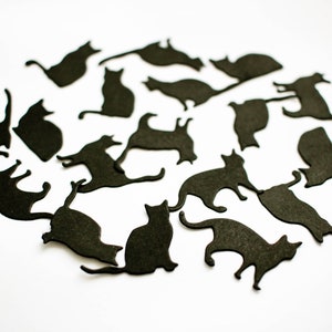 Enfeites de álbum de recortes de gato preto - formas cortadas de gato de Halloween - decoração de confecção de cartões para amante de gatos - conjunto de 18 gatos em forma de silhueta felina