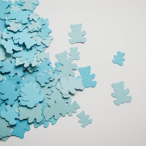 Confettis bleu bébé - Décor d'album d'ours en peluche - 400pcs décorations de douche de bébé c'est un décor de table de fête d'anniversaire de garçon scrapbooking paper punch