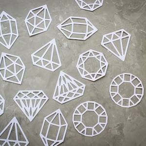 Forme fustellate a diamante - set per festa di fidanzamento di 24 pietre preziose in carta bianca - invito di nozze in geode - abbellimenti geometrici per scrapbooking