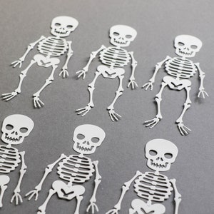 Paper skeletons - Halloween decor - grey paper embellishments - scrapbooking diecut skeleton - card making supplies - kids crafts home decor
