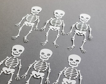 Paper skeletons - Halloween decor - grey paper embellishments - scrapbooking diecut skeleton - card making supplies - kids crafts home decor