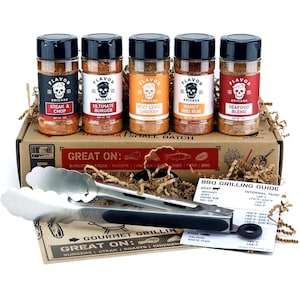 Gourmet Grilling Spices Gift Set, BBQ Grill Accessories, Smoker, Seasonings, Unique Gift for Dad, Men, Fathers Day Gift for Dad