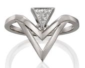 V Ring, Double Chevron Ring, Triangle Diamond Ring, Chevron Ring, Diamond V Ring, Triangle ring, promise ring, White Gold V ring