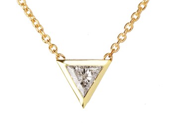 Triangle Pendant, Triangle Diamond Pendant, Triangle Diamond, Minimalist diamond pendant, gift, diamond pendant, geometric pendant, 18k gold