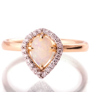 Opal engagement ring, Opal ring, Opal 18K Rose Gold Ring, Opal Jewelry, Unique Engagement ring, Opal Diamond Ring, Halo Opal Ring