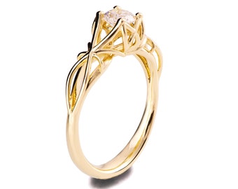 Verlobungsring aus 18-karätigem Gold mit Moissanit-Motiv