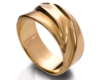 Solid 18k Yellow Gold Wide Wedding Band