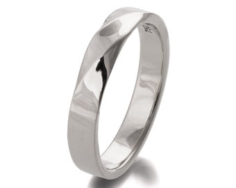 Solid 18k White Gold Mobius Twisted Wedding Band