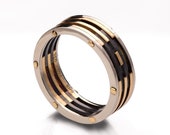 Gold Wedding Band, Men's 18K Gold and Oxidized Silver Wedding band, steampunk, Wedding ring, black and gold ring, RBNG218KY