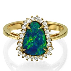 Black Opal Engagement Ring