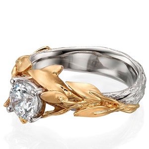 Twig and Leaf Engagement Ring, Gold and Diamond engagement ring, Unique Engagement ring, Engagement ring, Leaves diamond ring, twig, 4