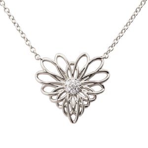 Heart Pendant, 18K Solid White Gold Pendant, Gold boho necklace, Lotus Necklace, Nature Inspired Jewelry, Mandala Pendant, yoga