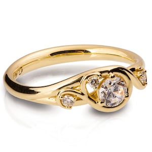 Knot Engagement Ring, 18K Yellow Gold and Diamond engagement ring, Celtic ring, engagement ring, twig ring, twisted engagement ring
