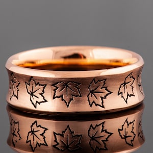 18K Rose Gold Ahornblätter Ehering