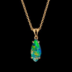 18k Gold Australian Black Opal Pendant