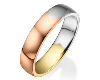 Tricolor Wedding Band, Unique wedding band, Comfort Fit Band, Wedding Ring , Wedding Band , Men's Ring, unique wedding band