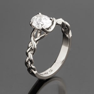 18k White Gold 1ct Oval Diamond Braided Engagement Ring