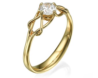 Celtic Engagement Ring, 18K Gold and Diamond engagement ring, Unique diamond ring, unique engagement ring, Knot ring, solitaire ring