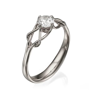 Celtic Engagement Ring, 18K White Gold and Diamond engagement ring, Unique ring, unique engagement ring, Knot ring, solitaire ring, ENG10