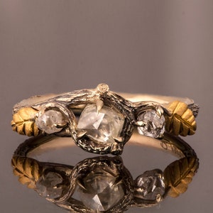 Rough Diamond engagement ring, Twig and Leaf Engagement Ring, raw diamond ring, Unique Engagement ring, rough diamond ring, uncut