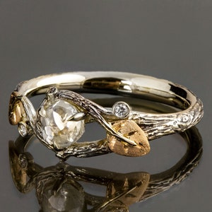 Rough Diamond engagement ring, Twig and Leaf Engagement Ring, raw diamond ring, Unique Engagement ring, rough diamond ring, uncut, 31