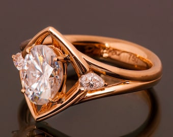 Oval Diamond engagement ring, 1.5ct diamond ring, Celtic ring, three stone ring, Large diamond engagement ring