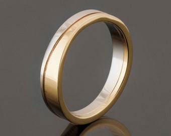 Unique Solid 18k Gold Two Tone Wave Wedding Band