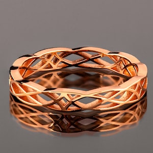 Solid 18K Rose Gold Celtic Womans Wedding Band