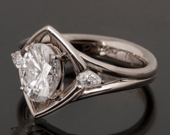 Oval Moissanite engagement ring, Moissanite ring, Celtic ring, three stone ring, moissanite engagement ring