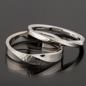 His and Hers Wedding Rings, His and Hers Mobius Wedding Band set, His and Hers Mobius Wedding Rings White Gold Set