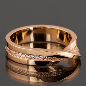 Solid 18k Rose Gold Mobius Diamond Engagement Ring, Mobius Ring, Gold and Diamonds Ring , Twisted Eternity Ring