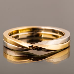 Zweifarbiger Mobius-Ring, 18K Gold Mobius-Ring, Ehering, Ehering, gedrehter Ehering, Mobius-Band, Double Mobius
