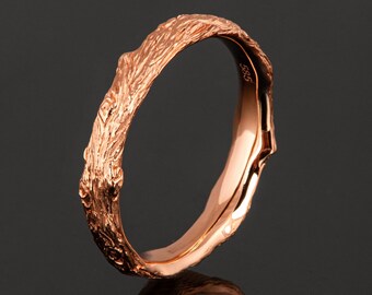 Twig Ring, 18K Rose Gold Ring, wedding ring, wedding band, antique, art nouveau, vintage, bark ring, wood ring, rough, Games Of Thrones, 2