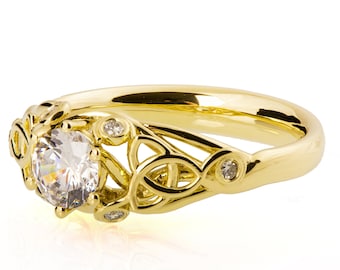 Knot Engagement Ring, 18K Yellow Gold and Diamond engagement ring, Celtic ring, engagement ring, twig ring, twisted engagement ring, 17