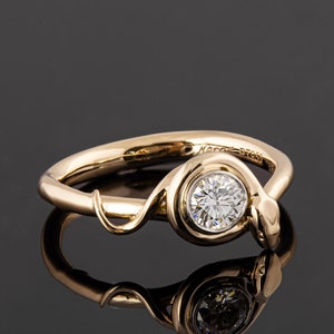 18K Gold and Platinum Diamond Snake Engagement Ring
