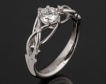 Celtic Engagement Ring, 18K White Gold and Diamond engagement ring, Unique diamond ring, unique engagement ring, Knot ring