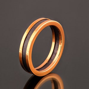 18k Black and Rose Gold Mens Wedding Band