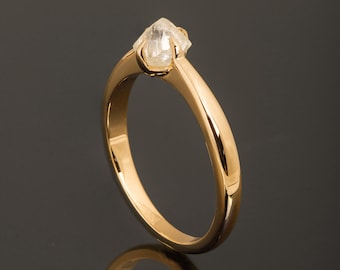 Raw Diamond Engagement Ring, 18K Yellow Gold Claw Set Engagement Ring