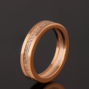 18k Rose Gold Diamonds Mens Wedding Band