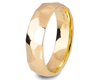 Hammered Wedding Band, 18K Gold Wedding Band, 18K Gold Ring, Chiseled Wedding Band, wedding ring, wedding band, mens band