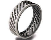 Gold Wedding Band, Men's 18K White Gold and Oxidized Silver Wedding band, steampunk, Wedding ring, black and gold ring, groom band, Grid 3