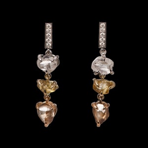 Raw Diamond Earrings, Rough Diamond Drop Earrings