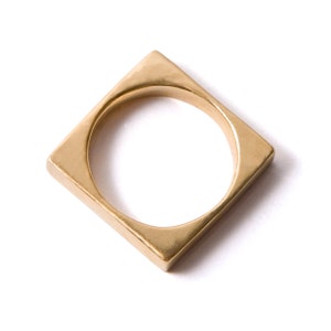 Square Gold Men's Band, 18K Gold Square Unisex Ring, unisex ring, wedding ring, wedding band, mens band image 1