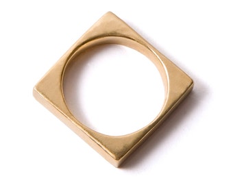 Square - Gold Men's Band, 18K Gold Square Unisex Ring, unisex ring, wedding ring, wedding band, mens band