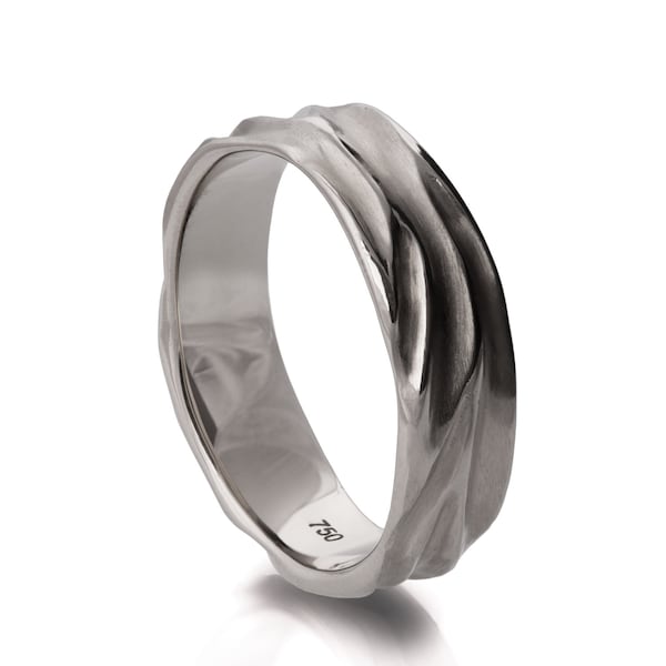 18k Weißgold Ring , Ehering , Unisex Ring , Ehering , Ehering , Herrenring , Wellenring, Wellenband