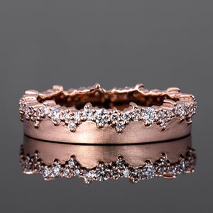 Melted Snow Ring, Solid 18k Gold Multi-Stone Diamond Ring Made of 18k Rose Gold